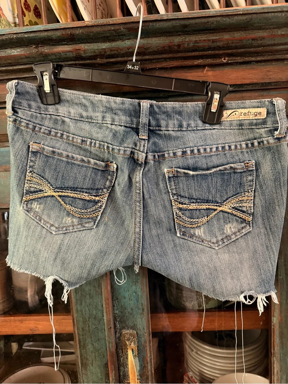 Blue Distressed Denim Cutoff Shorts
